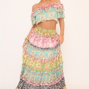 Multicolor Ruffle Maxi Skirt